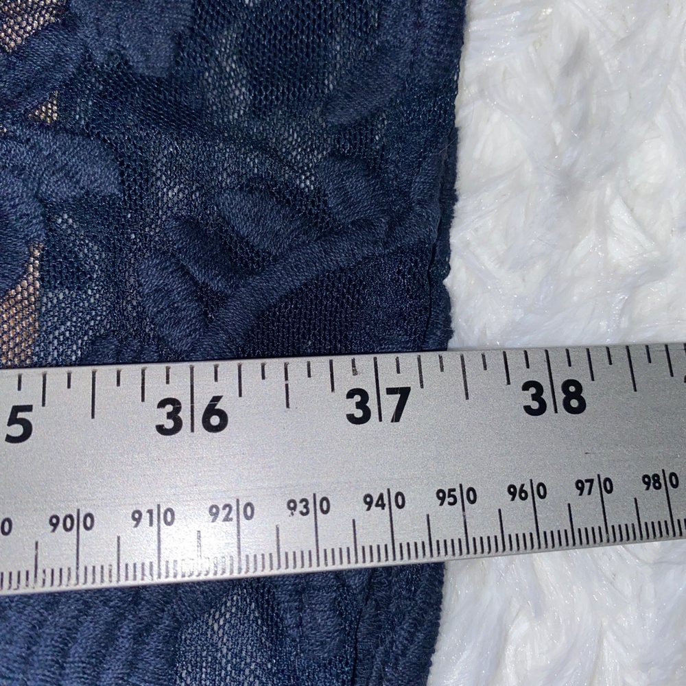 Bronte Lace Overlay Nude Lining Bell Sleves Navy Blue - Picture 6 of 8